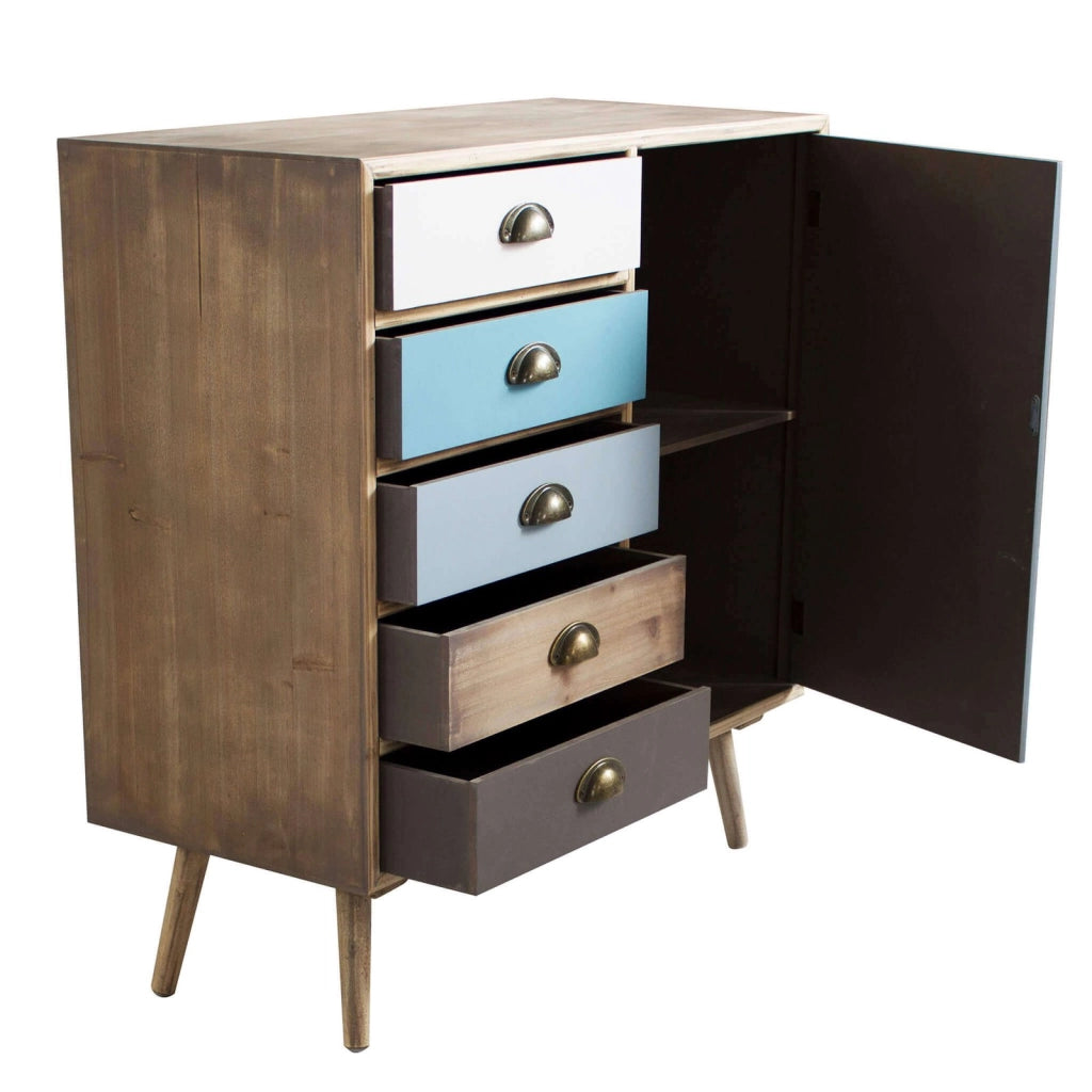 Mobiletto multicolor in Legno MDF cm 80x35x65 - NELSON
