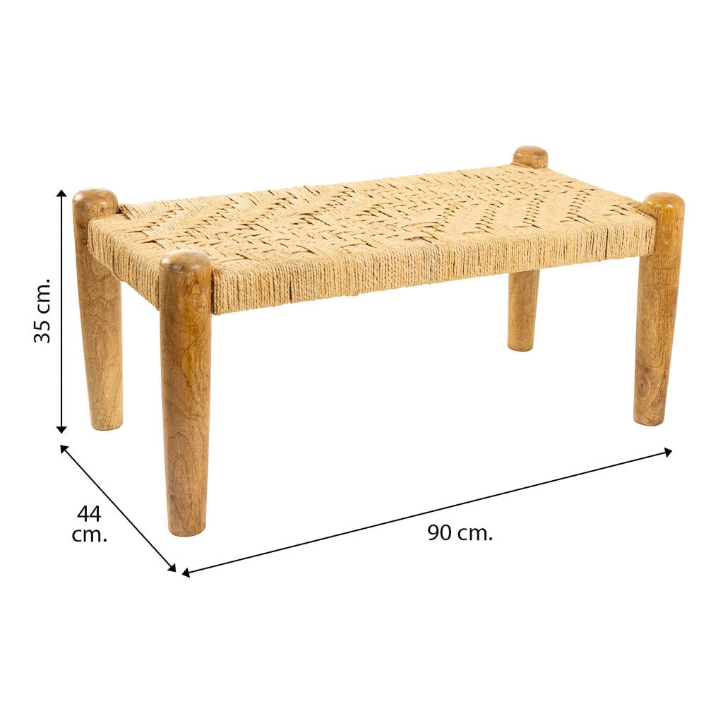 Sgabello in legno e corda marrone 90x44x35h