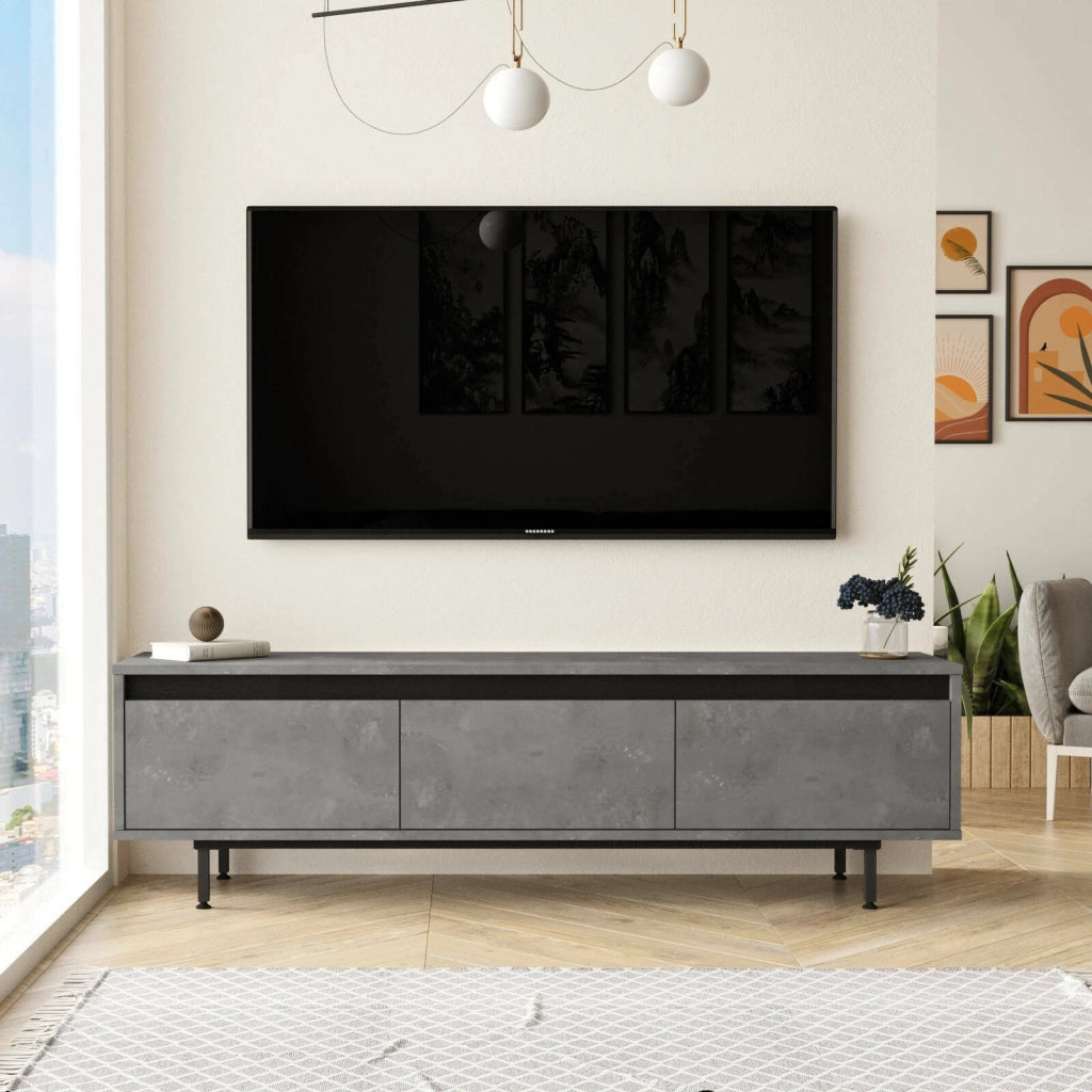 Titli, Mobile Porta tv un Ripiano, 160x36x45h cm Argento
