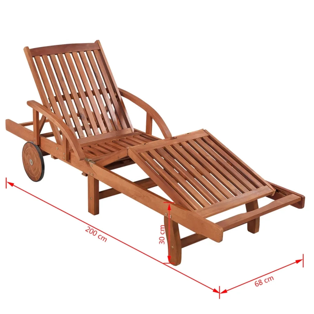 Lettino Prendisole in Legno Massello di Acacia 41446