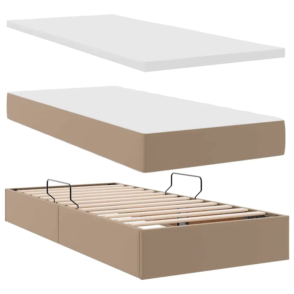 Letto con contenitore e LED con led Cappuccino 180 x 200 cm 3371544