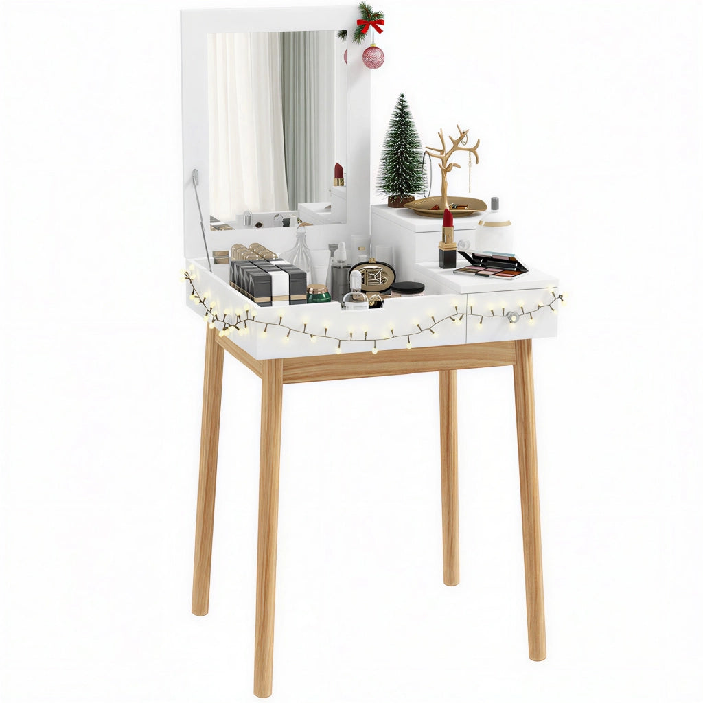 Scrivania da trucco con specchio ¨C Minimal ¨C 60x50x85,5 cm bianco