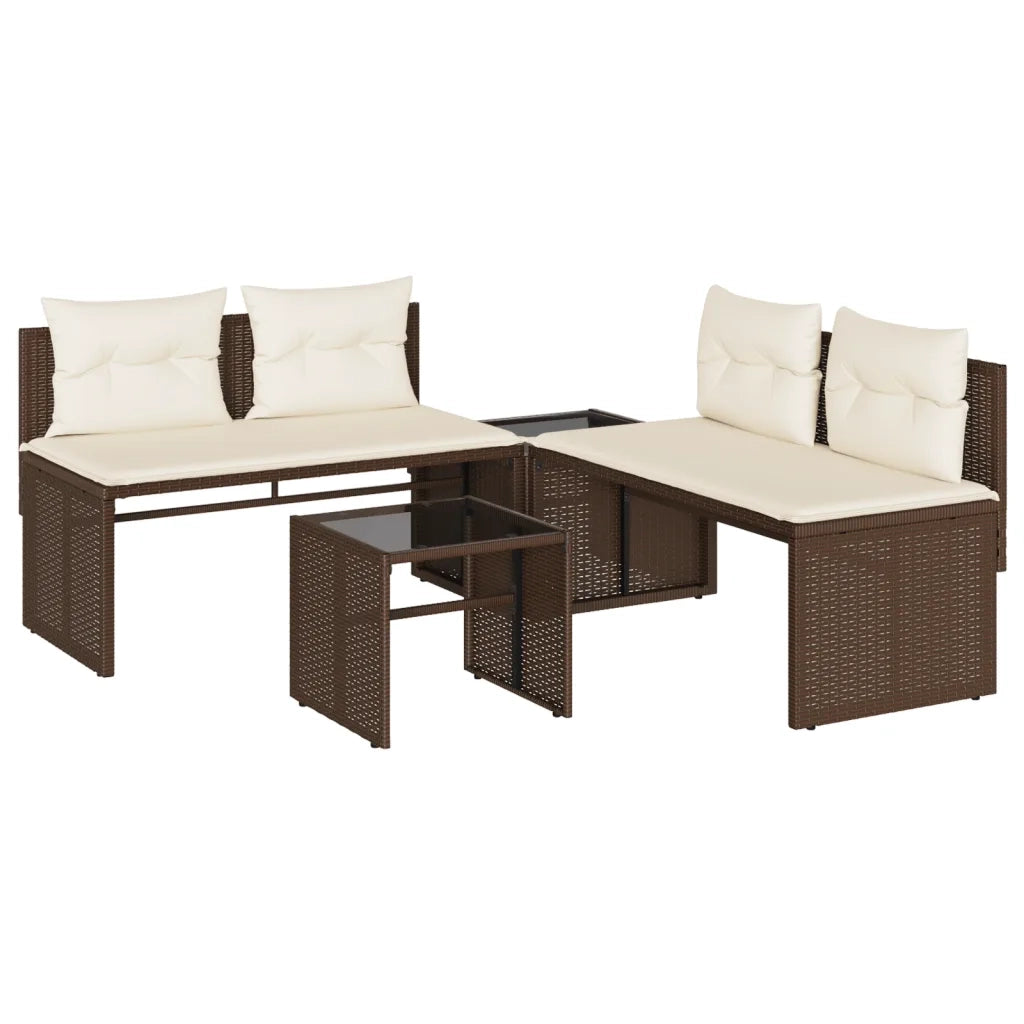 Set Divano da Giardino 4 pz con Cuscini Marrone in Polyrattan 4003879