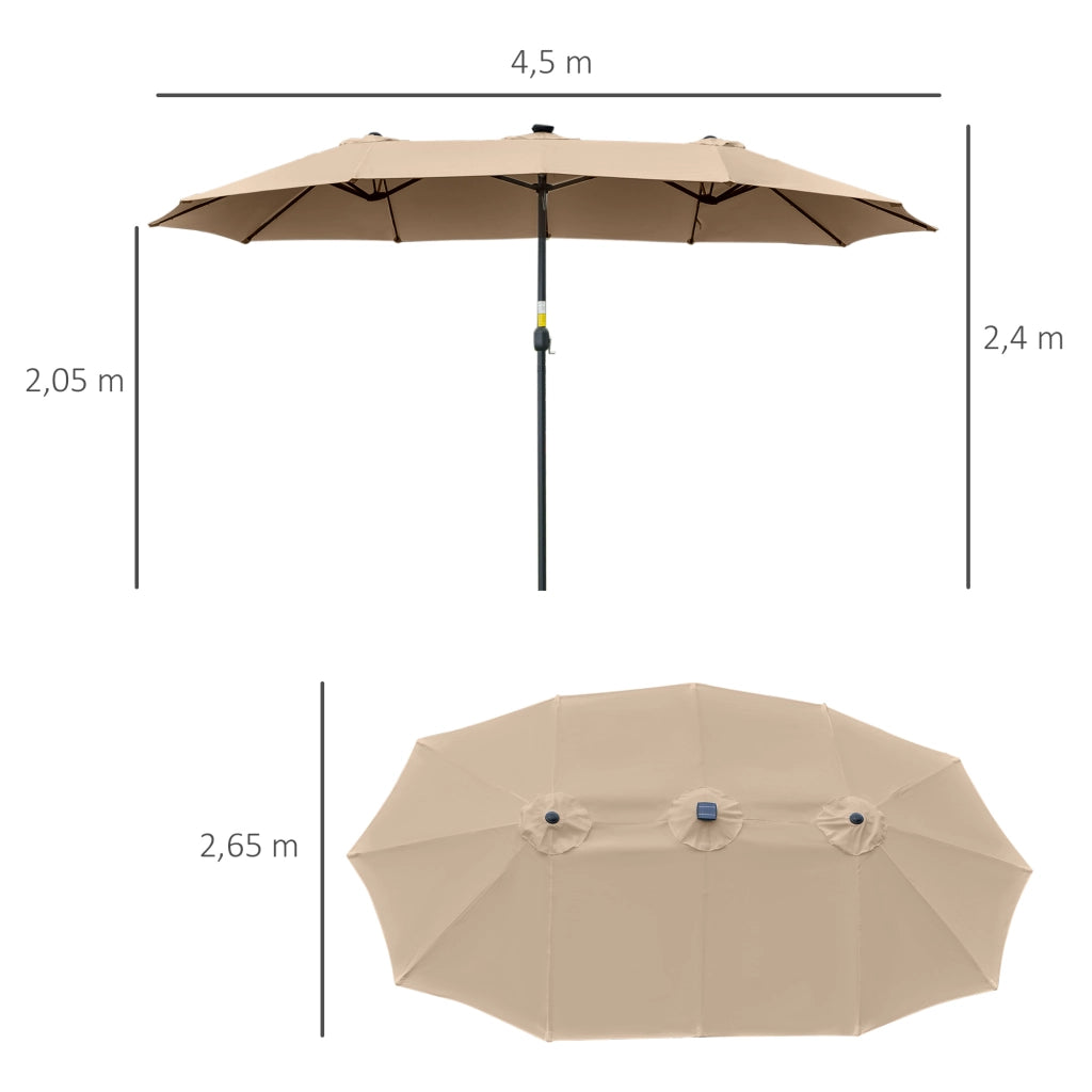Ombrellone Doppio LED 450x265 cm ¨C Xylo ¨C Beige con 48 Luci per Giardino Terrazza