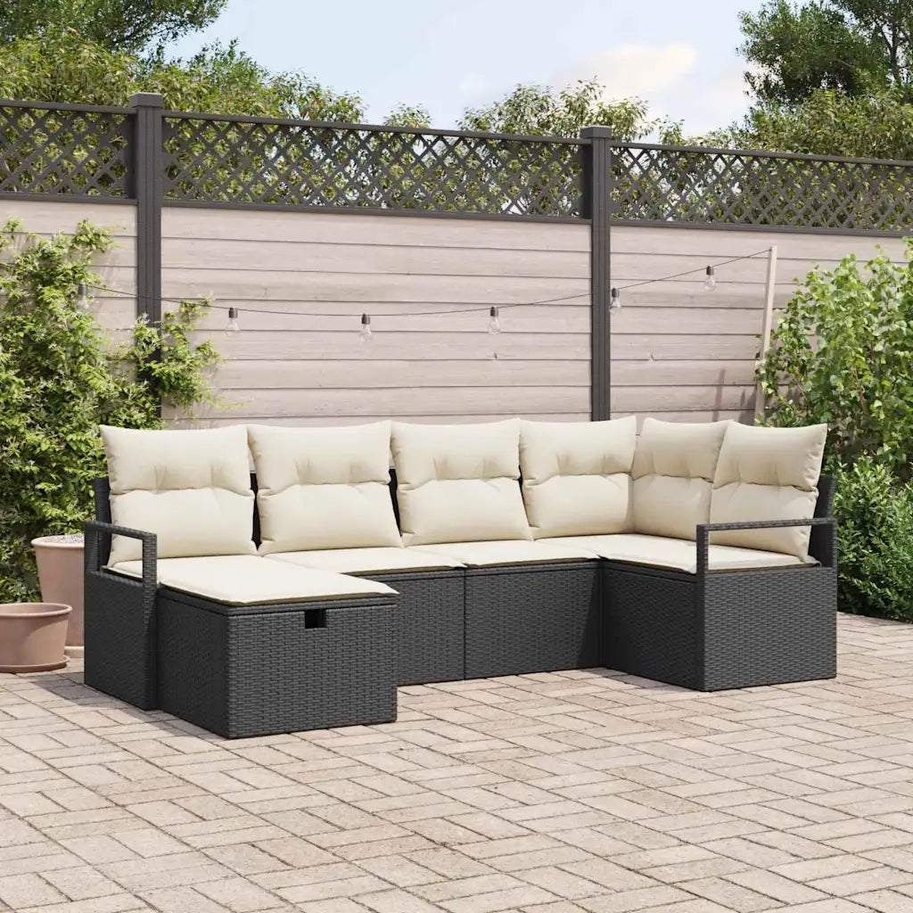 Set di divani con cuscino Nero e Crema polyrattan 3359176