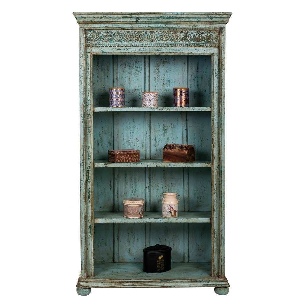Libreria in legno blu 100x40x180