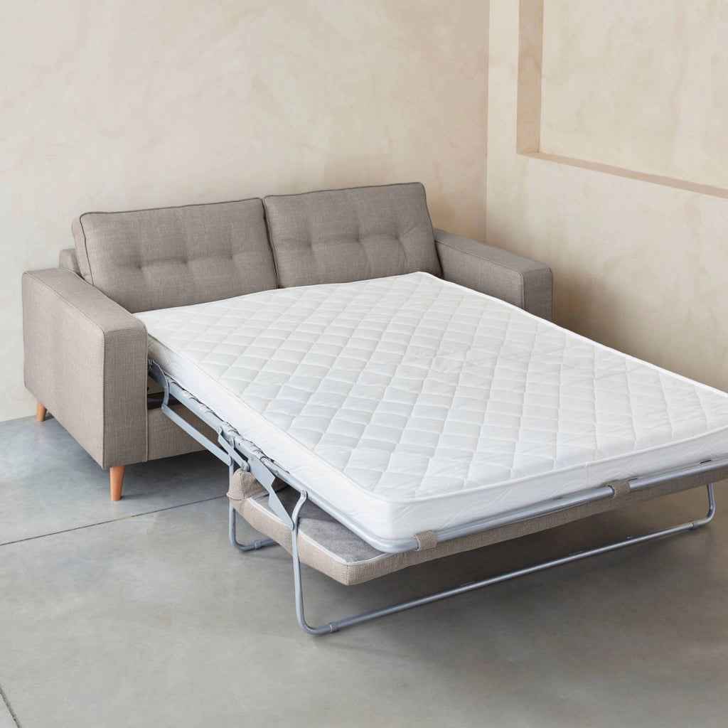 Divano letto convertibile con materasso, 3 posti, beige