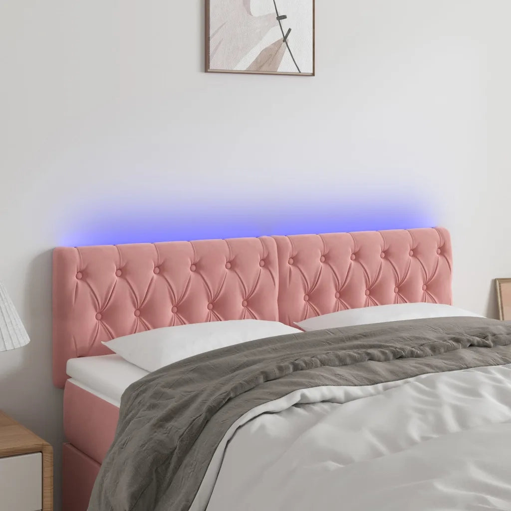 Testiera | Testata a LED Rosa 160x7x78/88 cm in Velluto