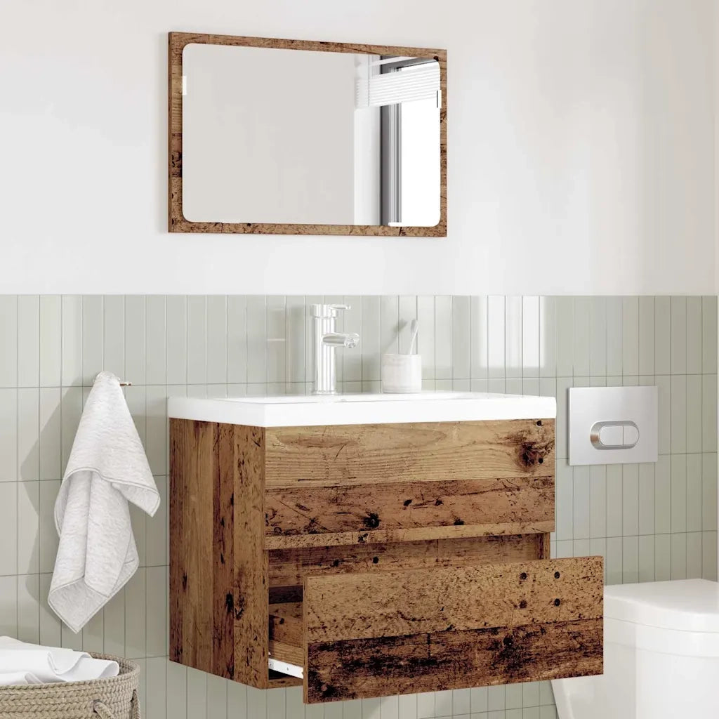Set di mobili per il Bagno | Armadio da bagno con cassetto 2 pz Legno vecchio