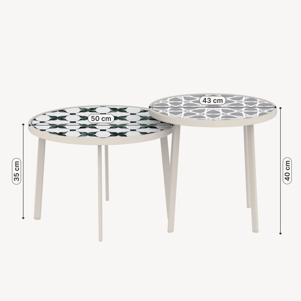 Set Faeto di 2 Tavolini per Esterno con Piano Rotondo in Vetro - Color Champagne casa.pro
