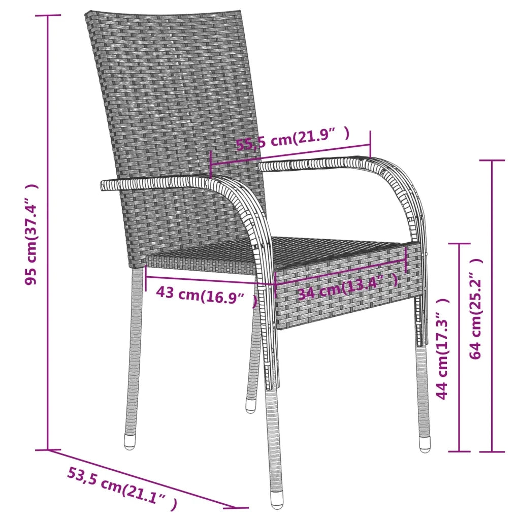 Set da Pranzo per Giardino 7 pz | Set Salotto da Giardino con Cuscini Grigio e Nero