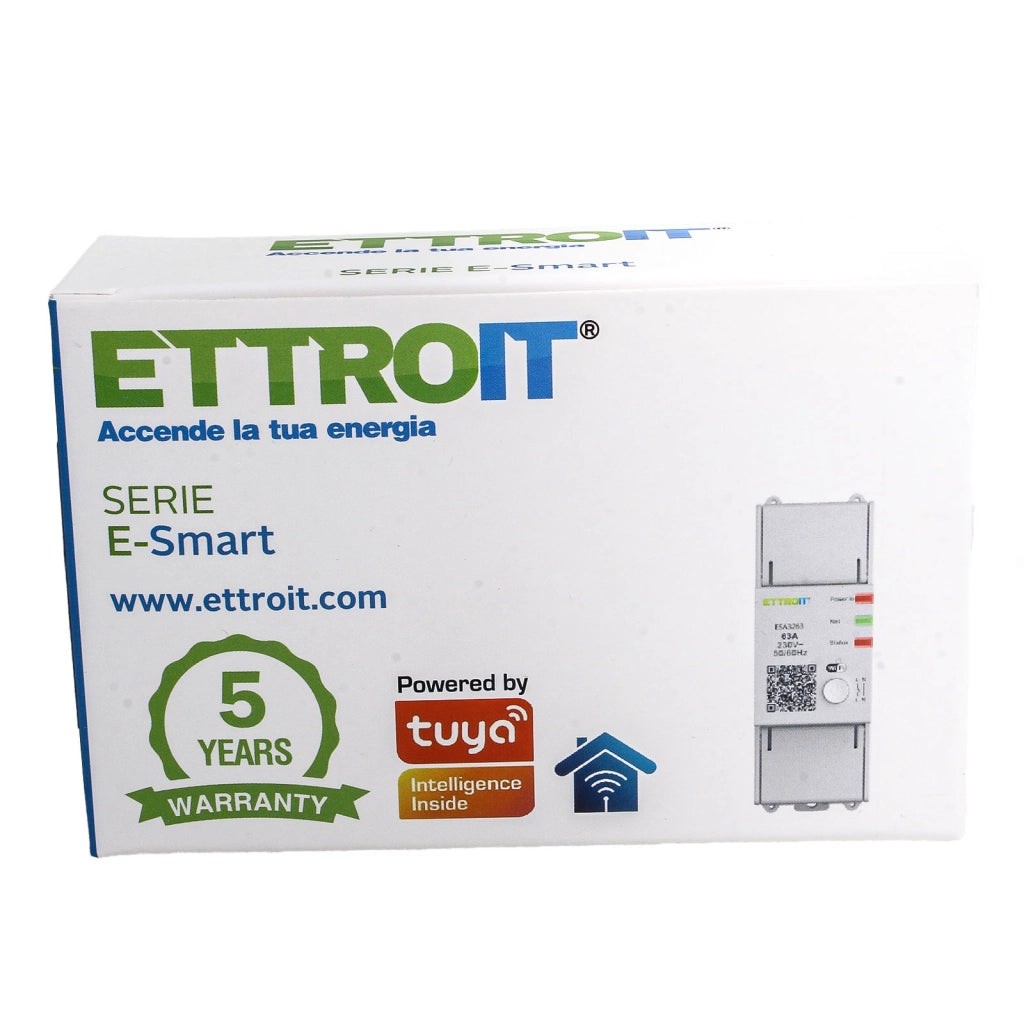 Interruttore Smart Tuya Wifi 1P+N 2M 63A AC 230V IP20 IEC60947