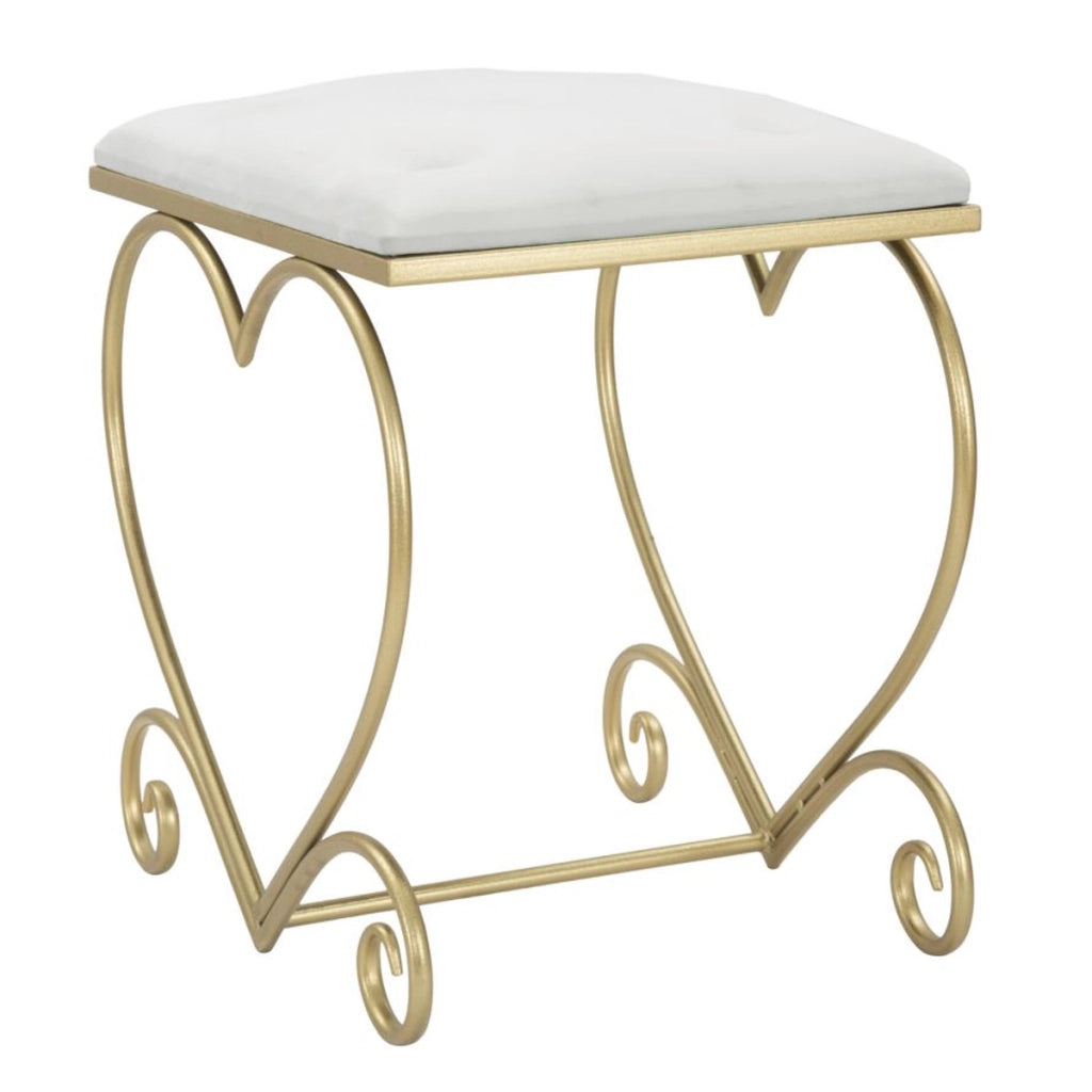 Sgabello Heart crema e gold – 50 x 37,5 x H 51,5 cm