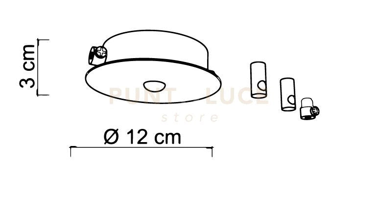 BASE-2R OS Base a raggio d.12cm max 3 punti luce ottone spazzolato