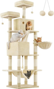 Palo per gatti XXL - Multi strisce - Design beige - Altezza 206 cm
