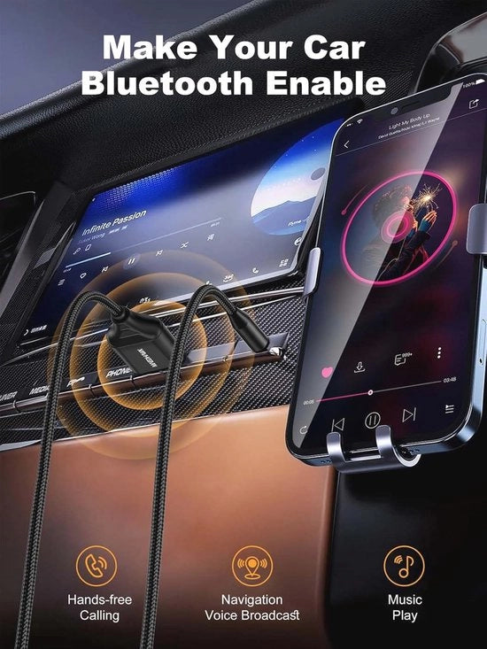 Adattatore Audio Bluetooth 5.3 con Microfono e Connettore Aux 3.5 mm per Auto