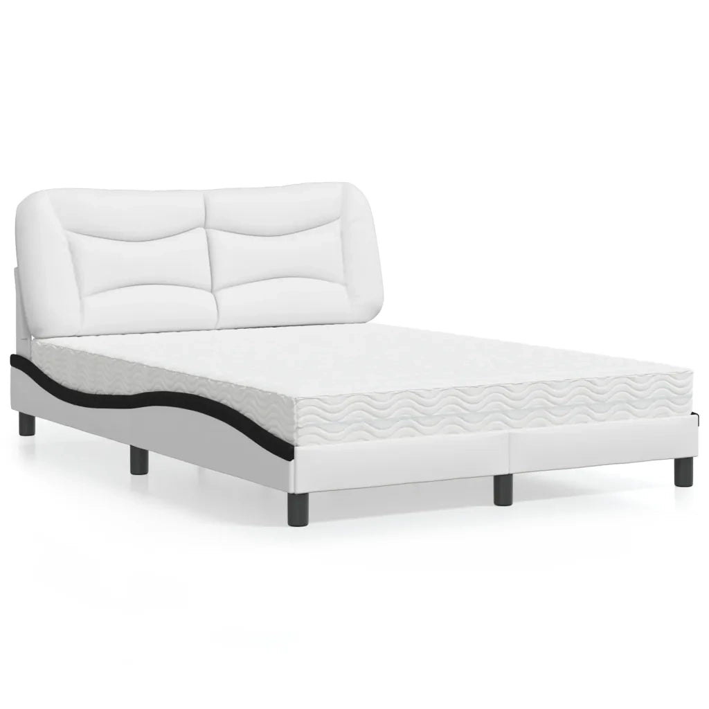 Letto con Materasso Hvar Bianco e Nero 140x200 cm in Similpelle