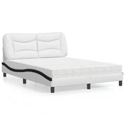 Letto con Materasso Hvar Bianco e Nero 140x200 cm in Similpelle
