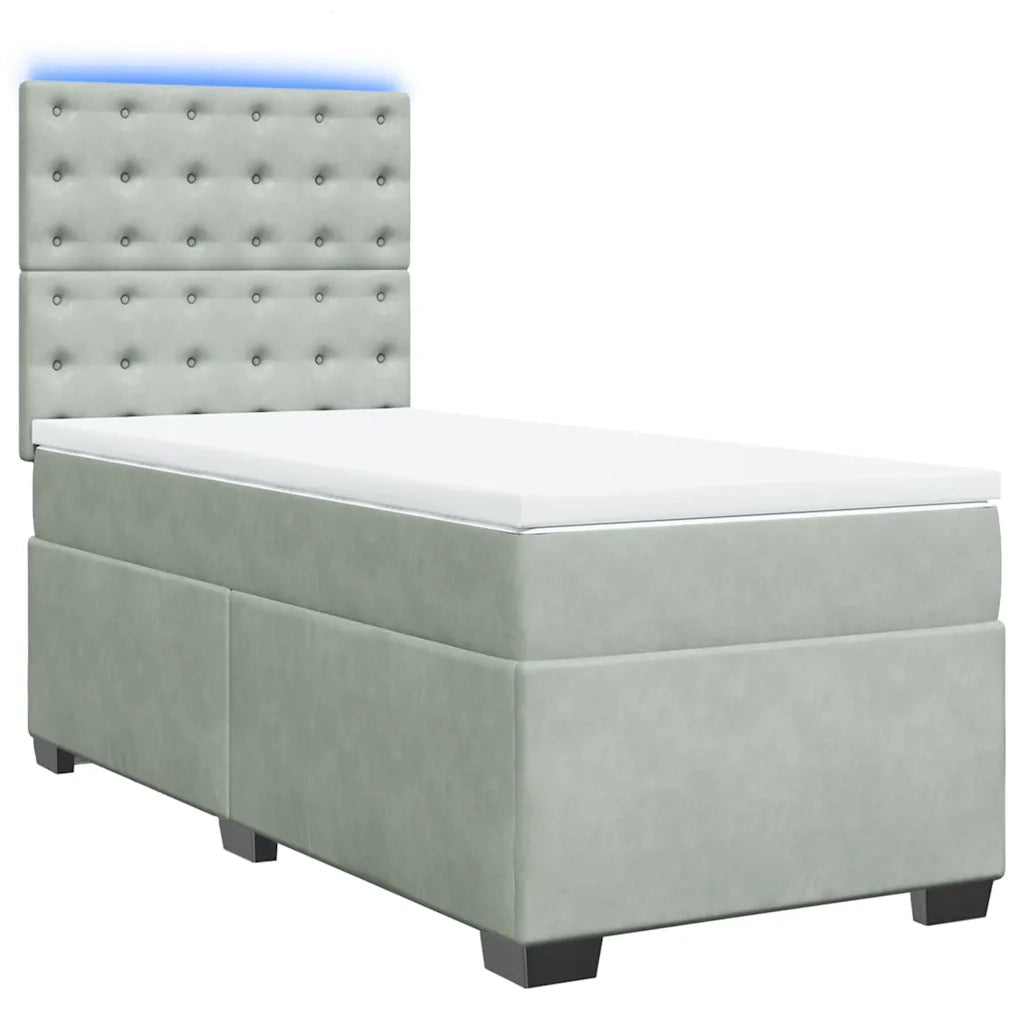 Giroletto a Molle con Materasso Grigio Chiaro 90x200 cm Velluto 3293122
