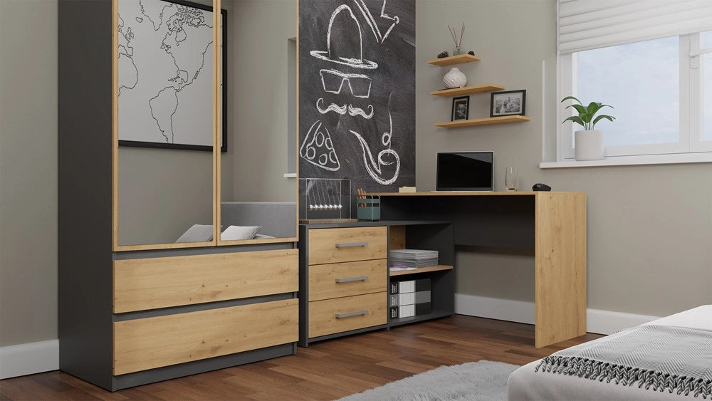 Scrivania DANY antracite rovere artisan per ufficio e studio
