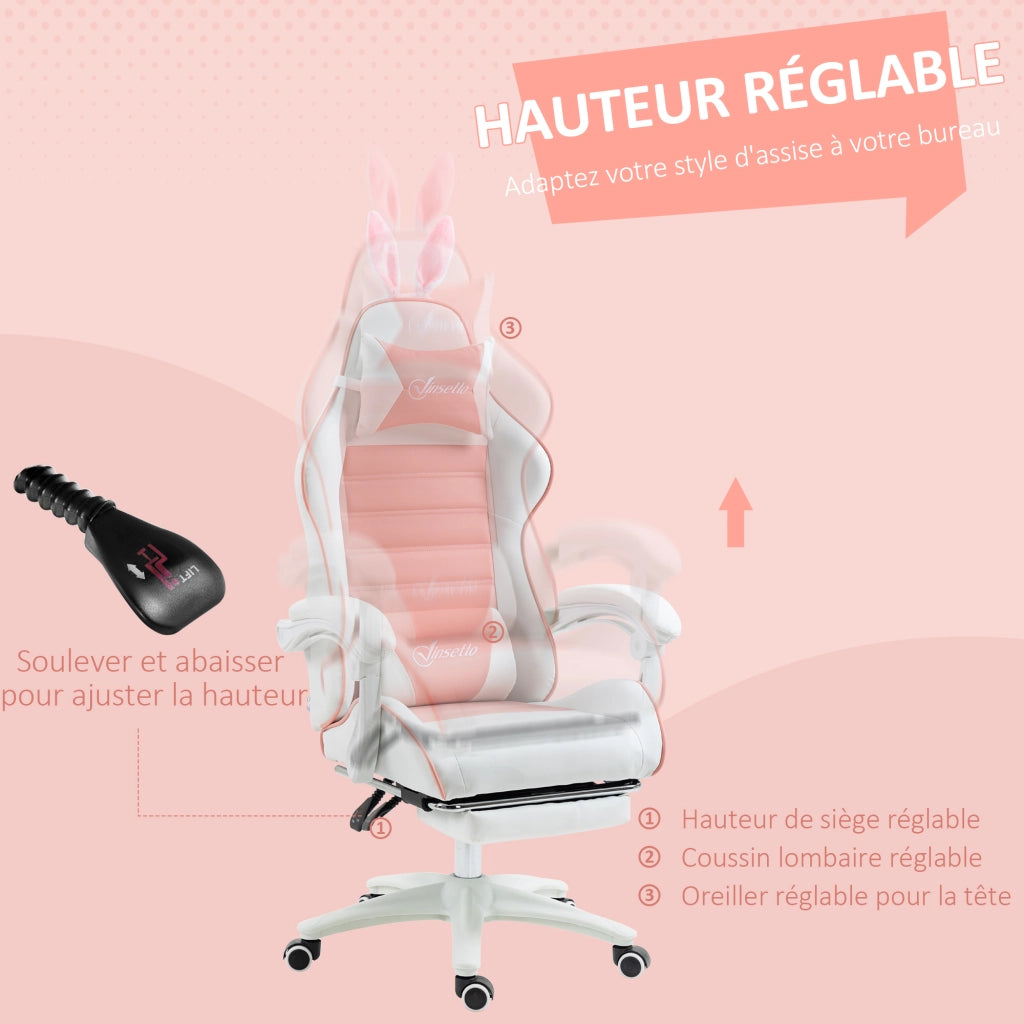 Sedia da Gaming con Supporto Lombare ¨C Xylo ¨C Rosa con Poggiatesta
