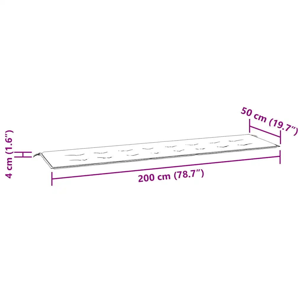 Cuscino per Panca da Giardino Turchese 200x50x4 cm in Tessuto 361207
