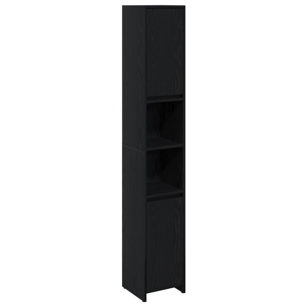 Mobile da bagno  Nero Rovere 30x30x183,5 cm Legno ingegnerizzato