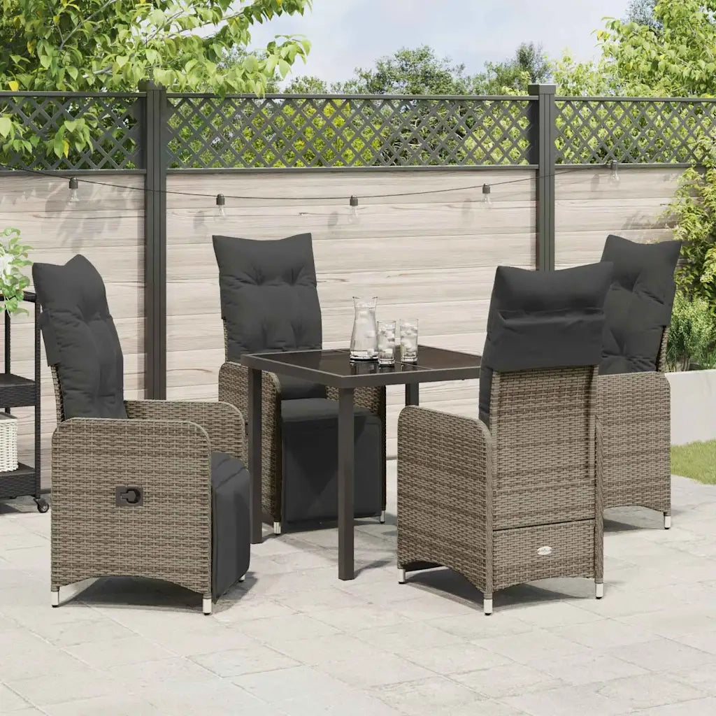 Set da Pranzo per Giardino con cuscino 5 pcs Beige polyrattan 3379682