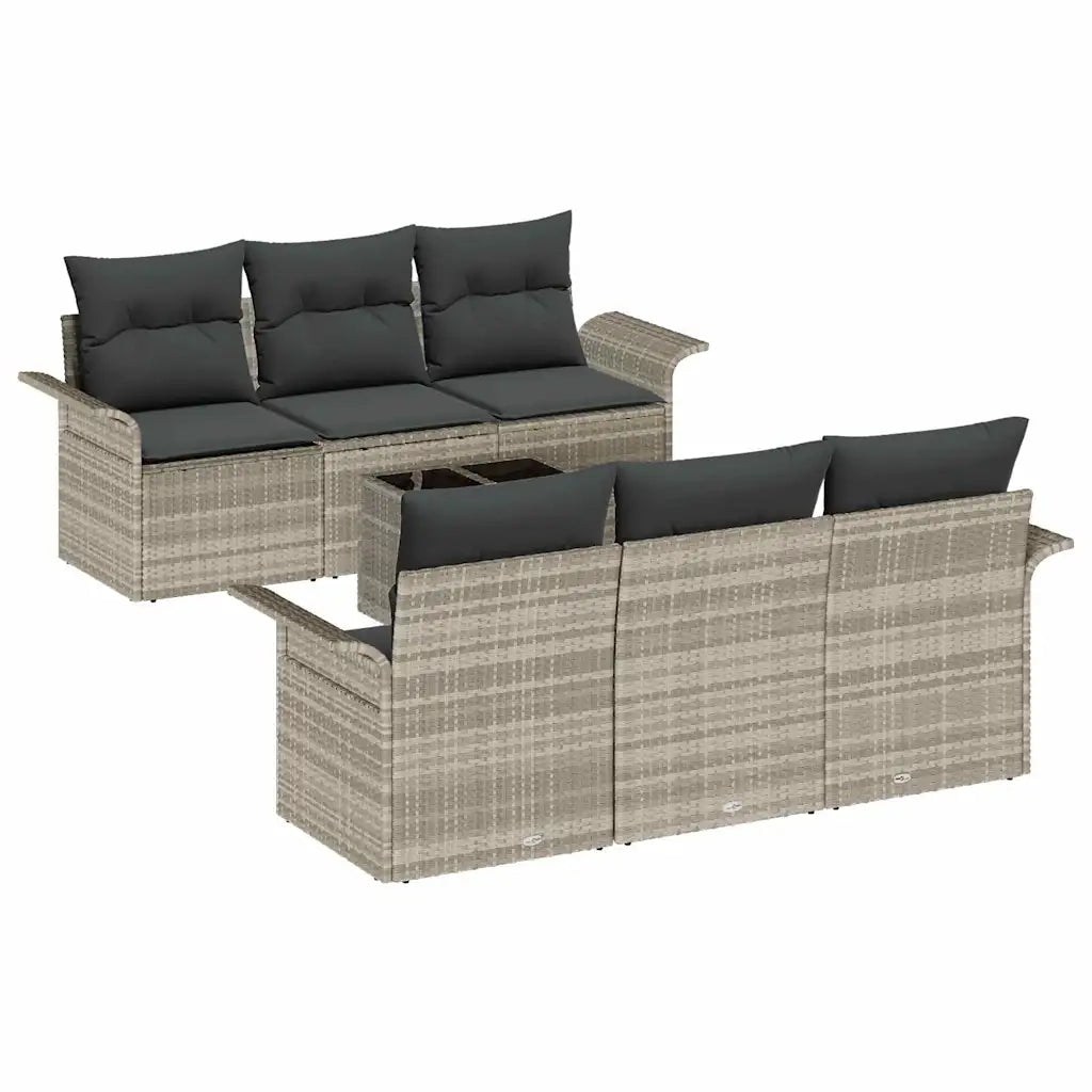Set Divano da Giardino 7 pcs Grigio chiaro polyrattan 3345252