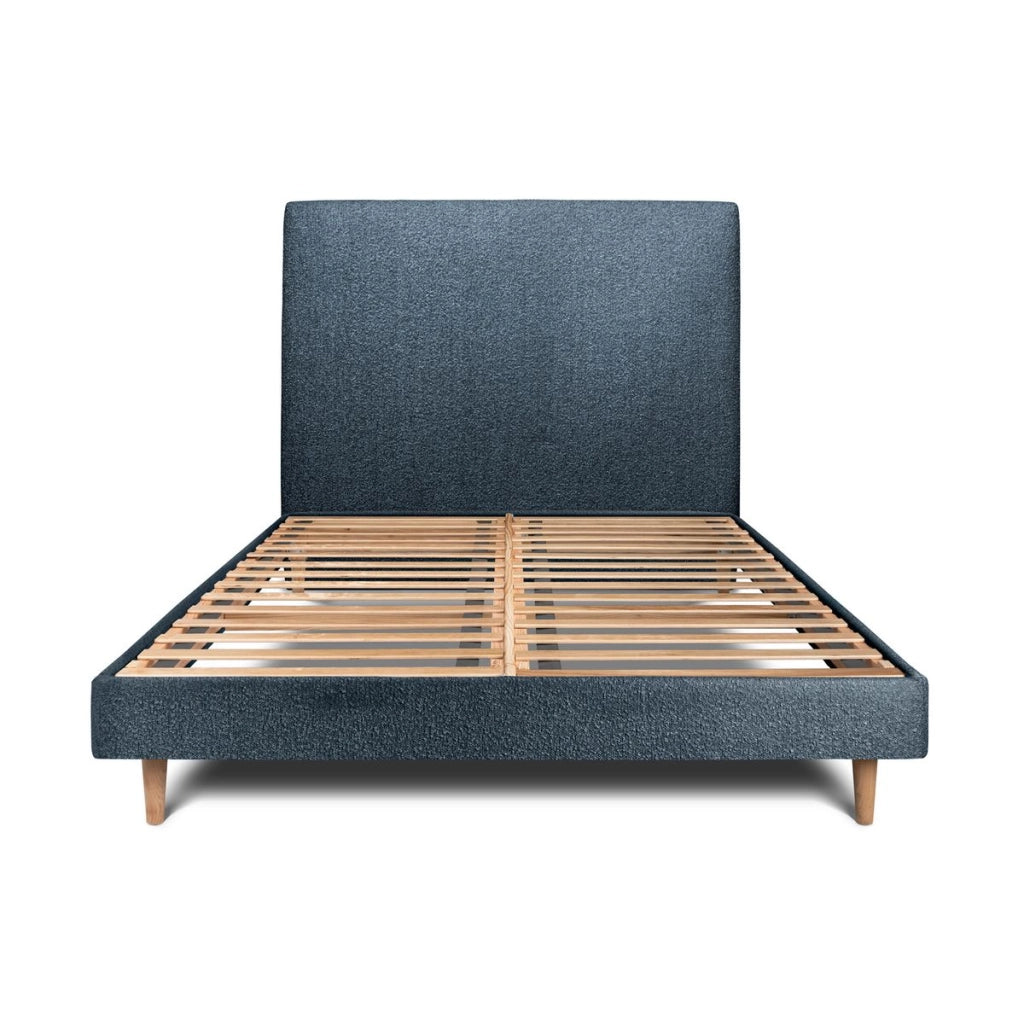 Letto 140x190 cm con testata imbottita - tessuto bouclé