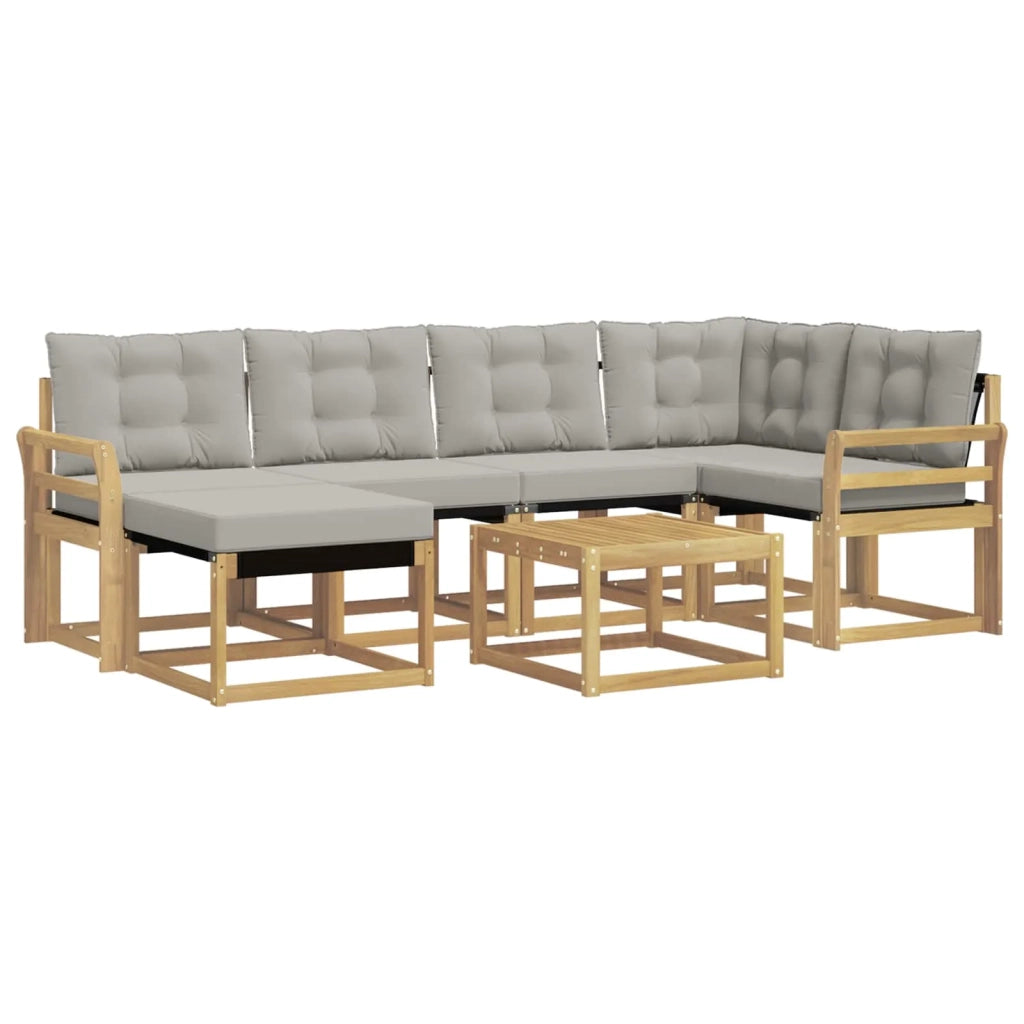 Set di divani da esterno 7 pcs Bianco e Grigio Chiaro 3389669