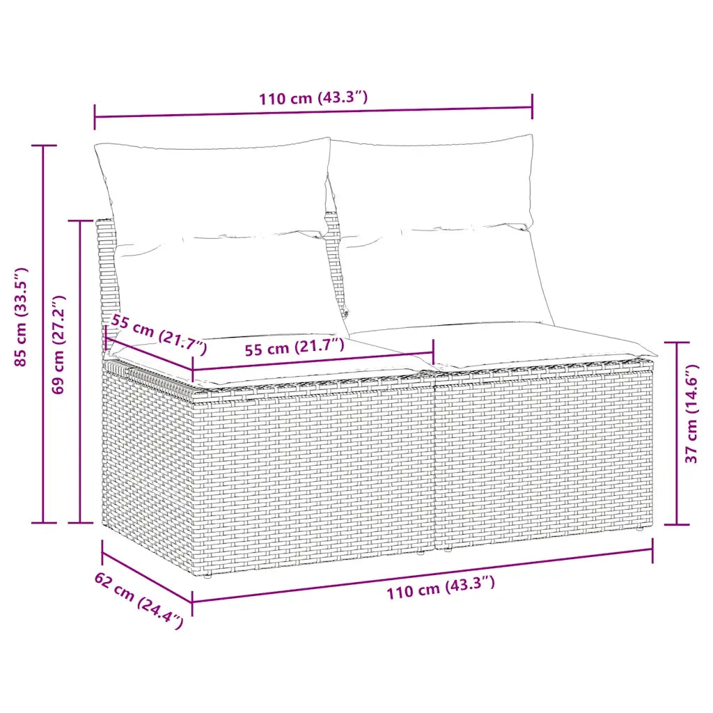 Set Divano Giardino 4 pz con Cuscini Marrone Polyrattan Acacia 3325240