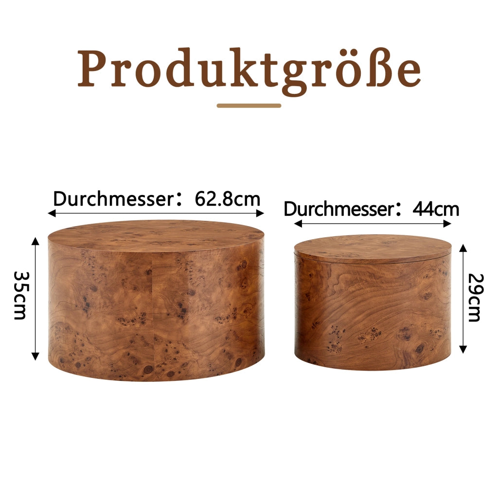 TAVOLI da caffè nesting Set da 2 pezzi MDF marrone con contenitore