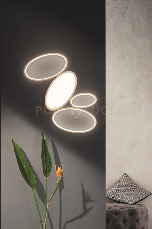 PLAFONIERA A LED RICE GRANDE ORO 3000K 1700LM 34W DIMMERABILE 83X57CM