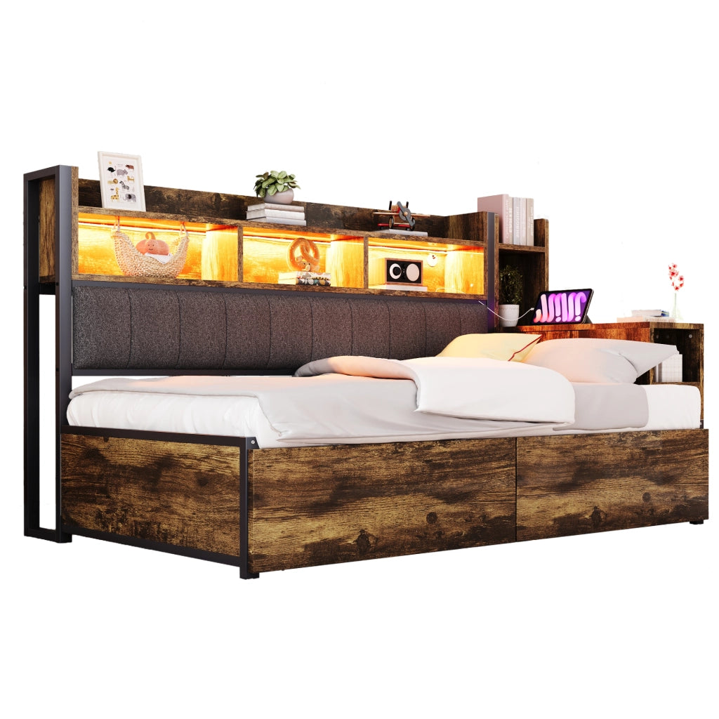 Letto sofà con scrivania estraibile metallo legno 90x200 cm
