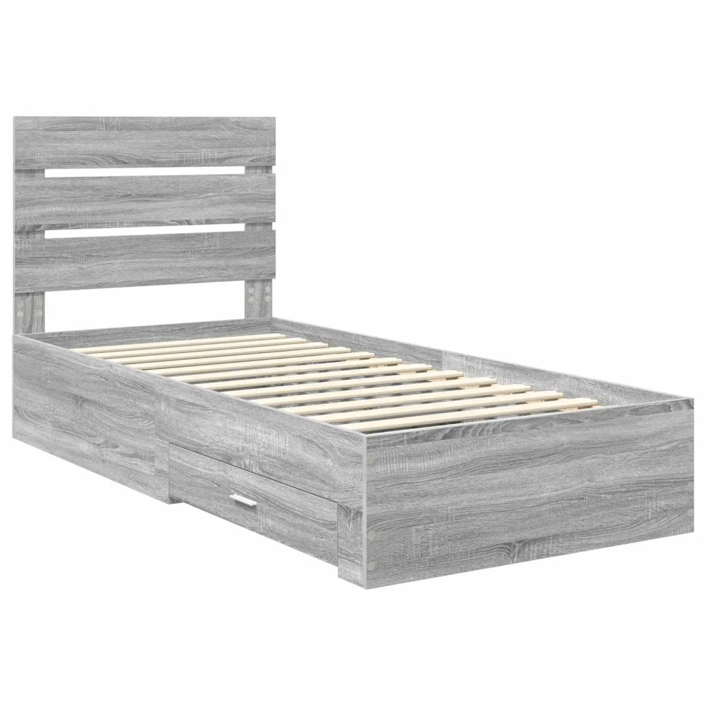 Struttura del letto-Giroletto Grigio Sonoma e Argento 75 x 190 cm 495834