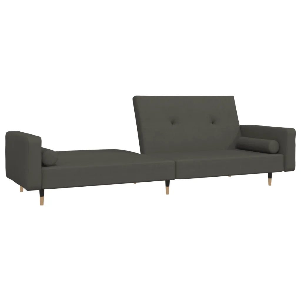 Divano letto | Sof¨¤ letto | Letto singolo a 2 Posti con 2 Cuscini Grigio Scuro in Velluto