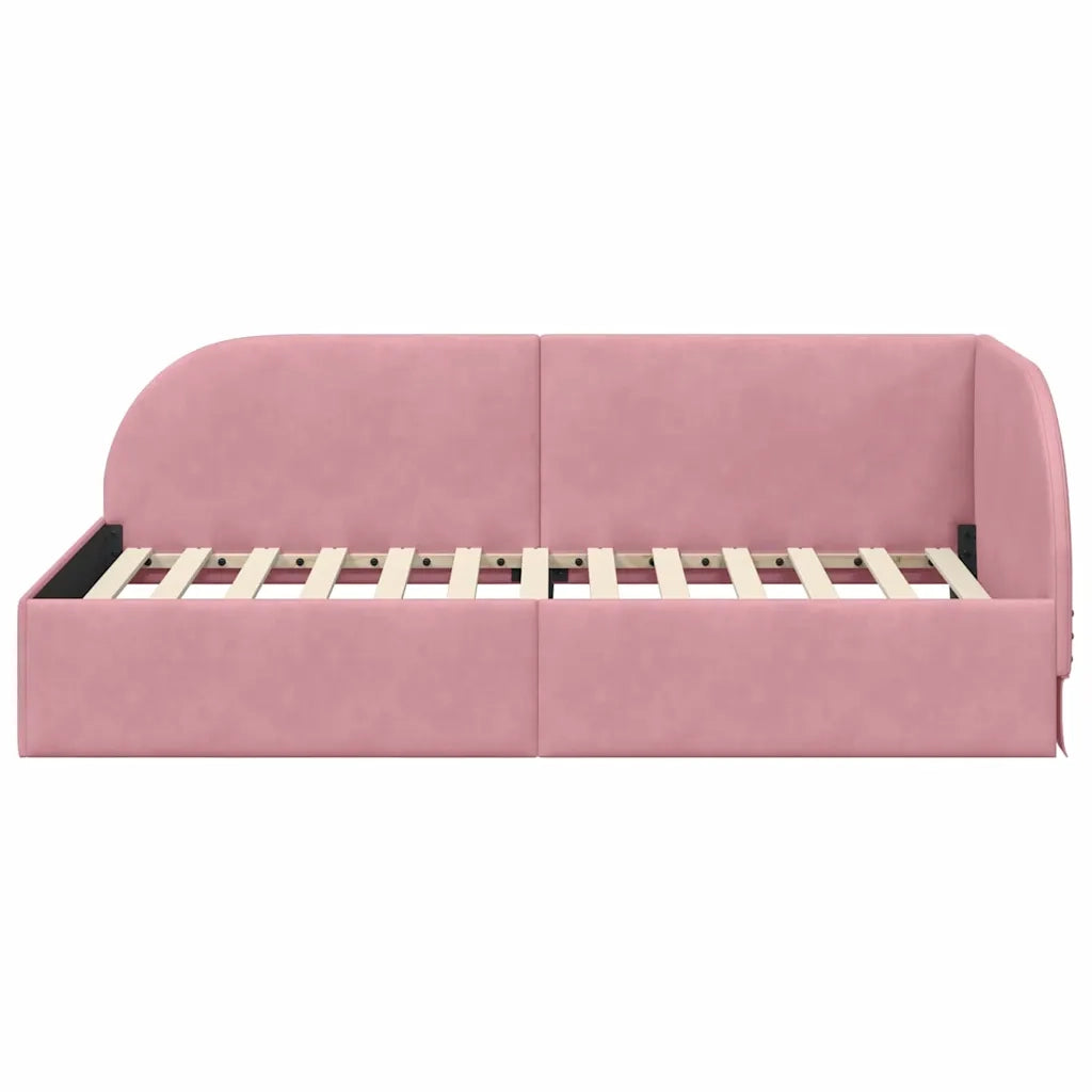 Cornice del letto ad angolo Rosa 90 cm x 200 cm Velluto 42016649
