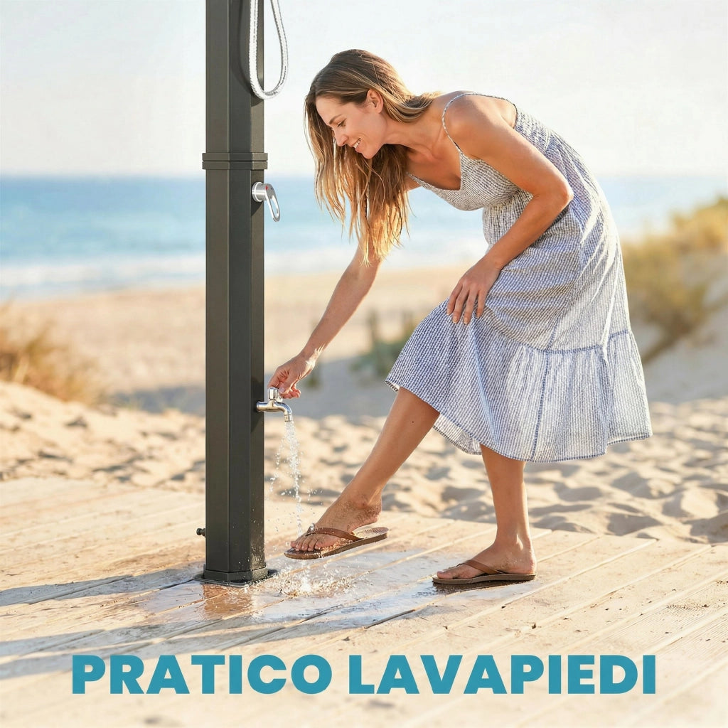 Doccia Solare 60L, Doccia da Giardino Esterno con 2 Soffioni Riscaldata
