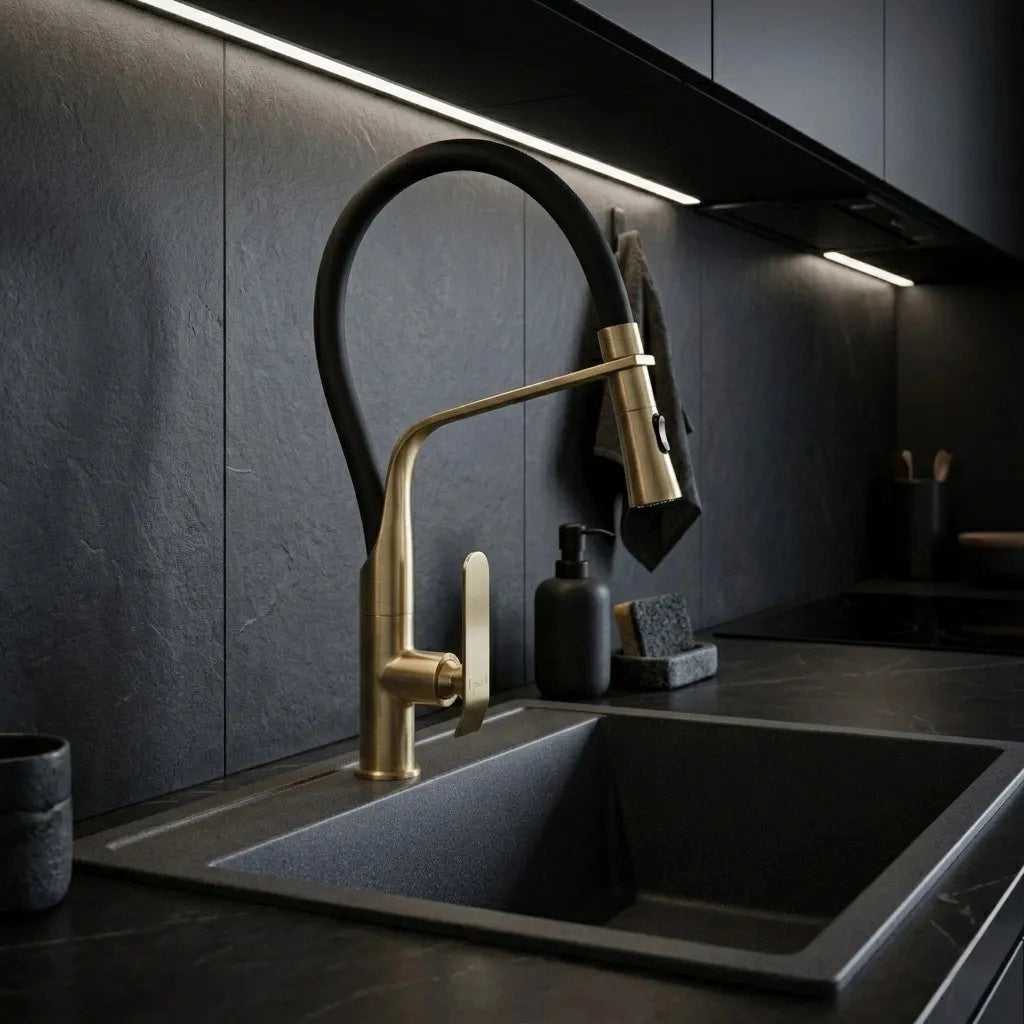 Rubinetto Da Cucina Rea Castor Gold Brush