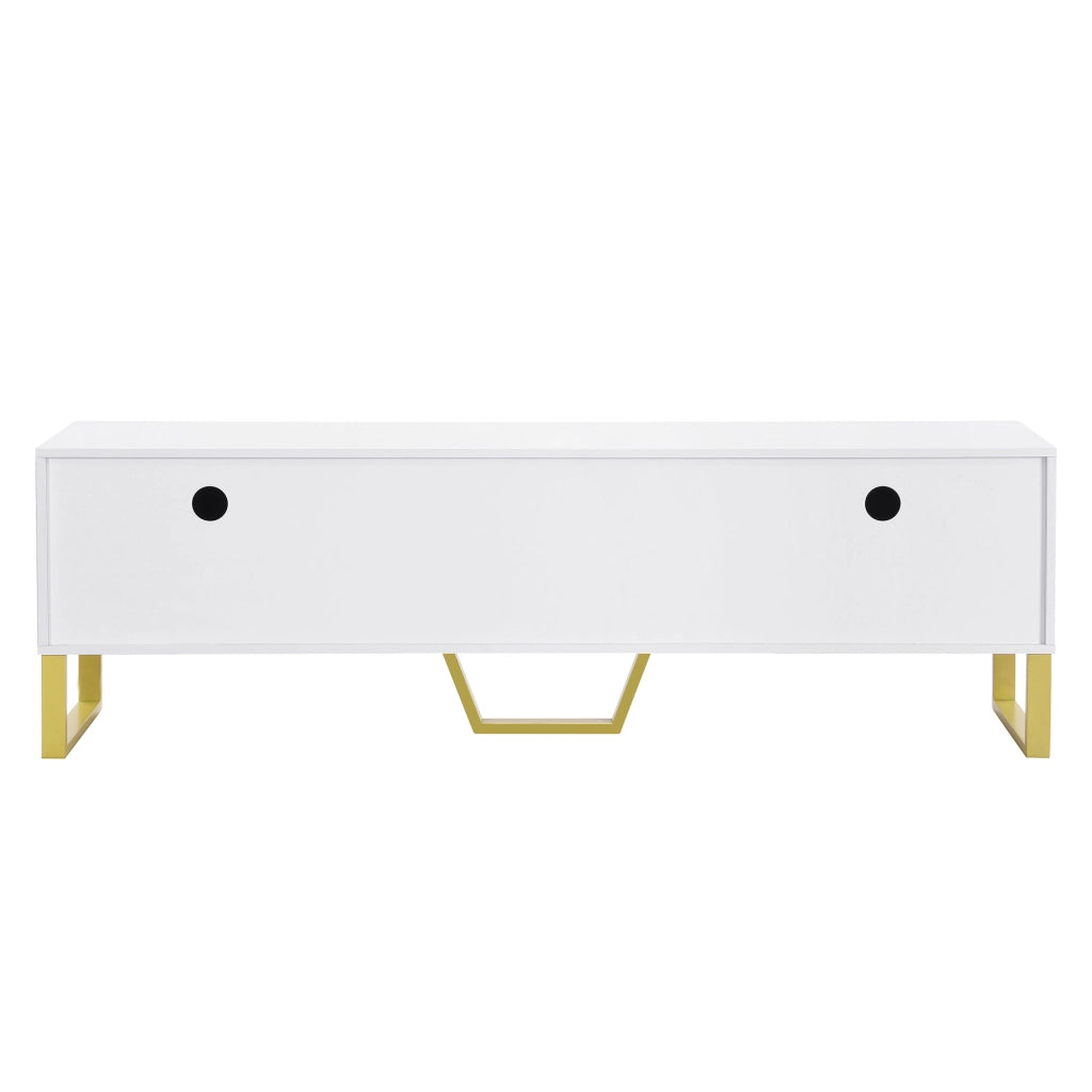 Mobile TV Lucido ¨C MINIMAL ¨C Bianco con Ante Texture, Gambe e Maniglie Dorate
