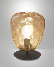 Gisella Lampada da Tavolo in Vetro Soffiato e Metallo Colore Ambra E27 40W - Elegante Illuminazione d'Interni di Design Moderno e Raffinato
