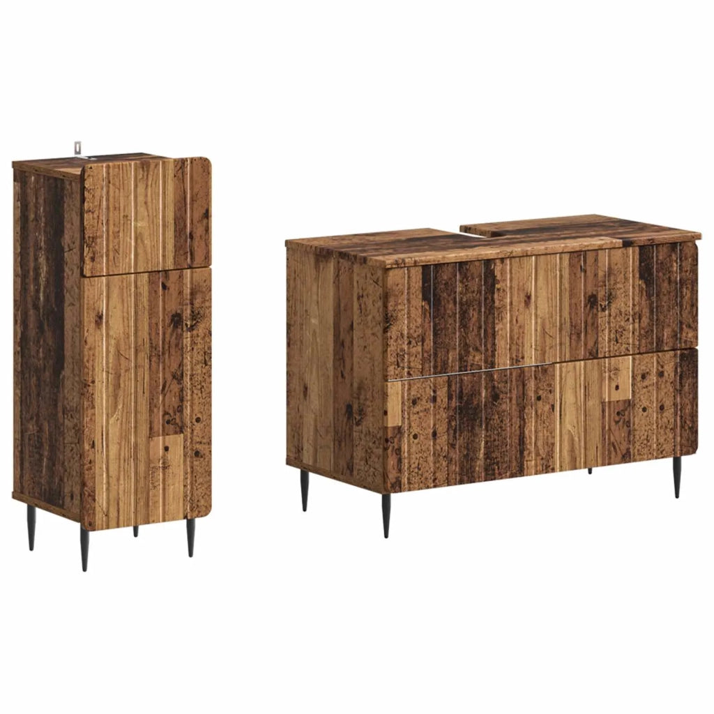 Set di Armadi da Bagno da 2 Pezzi ZWOLLE Legno antico 3417682