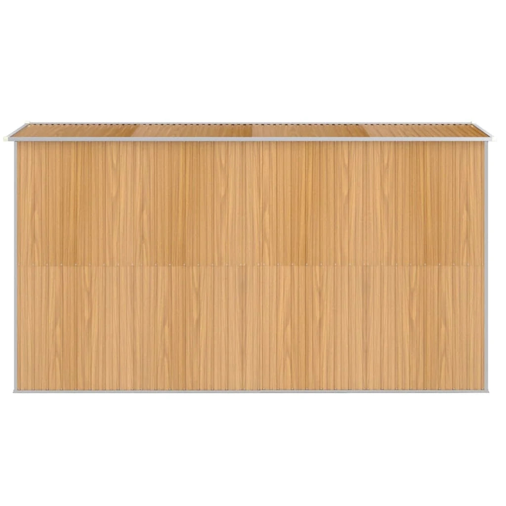 Casetta da giardino cabina ripostiglio casetta da esterno robusta casetta per attrezzi colore chiaro 192 x 357 x 223 cm acciaio zincato marrone 02_0022304