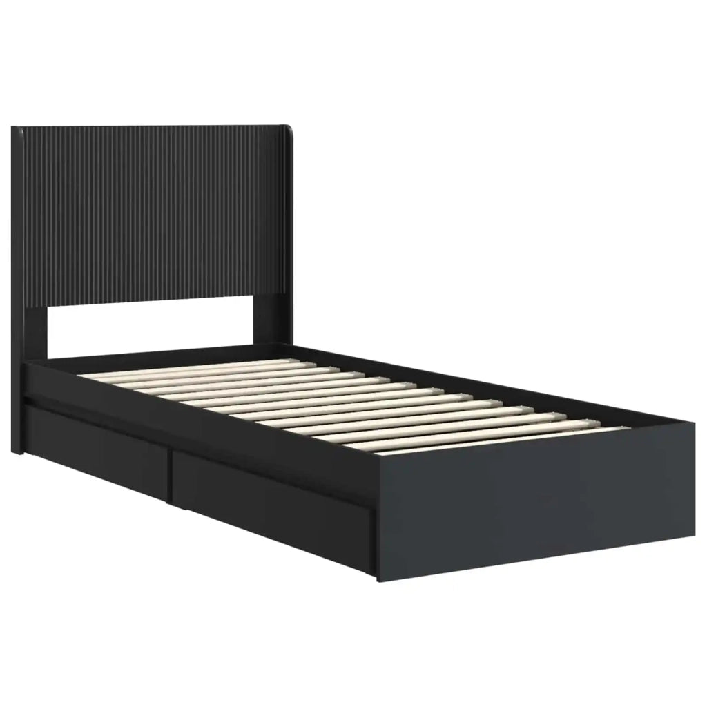 Struttura del letto con stoccaggio e testata Nero 90 x 190 cm 3414062