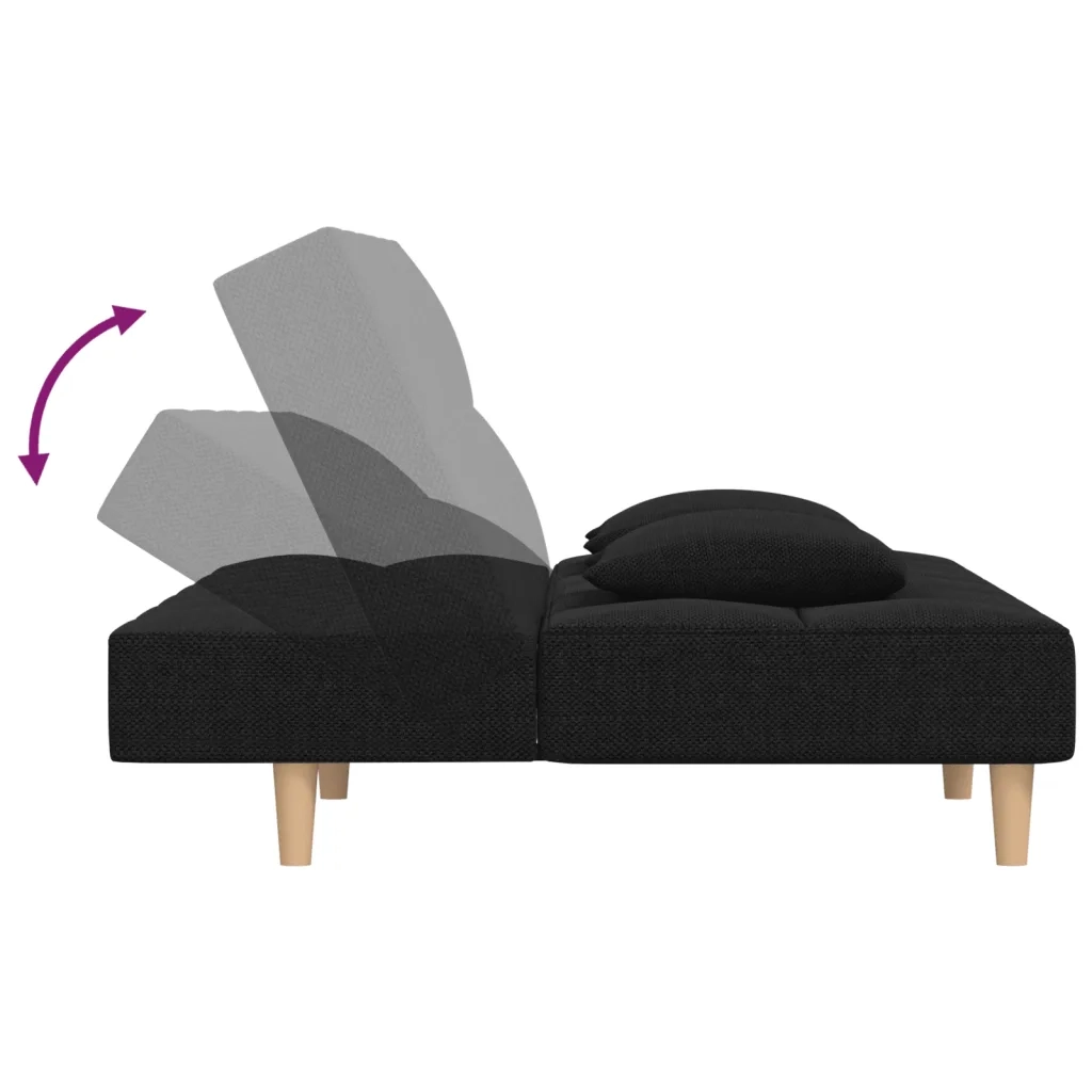 Divano letto | Sof¨¤ letto | Letto singolo a 2 Posti con 2 Cuscini Nero in Tessuto