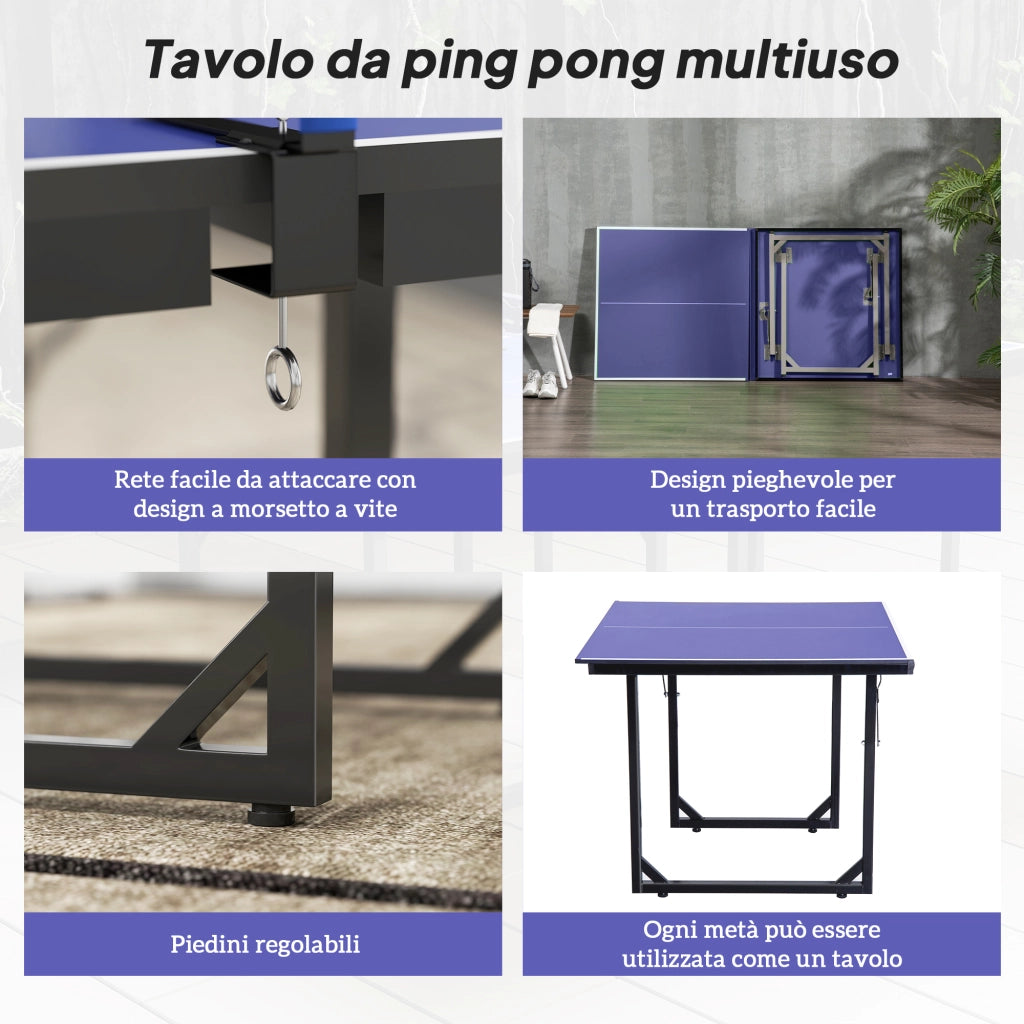 Tavolo da Ping Pong Pieghevole ¨C Minimal ¨C Blu Viola 182x91 cm