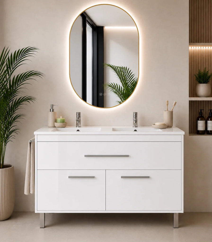 Mobile bagno con lavabo ORIGENBATH BAHIA senza specchio 120x45 cm doppio lavabo bianco