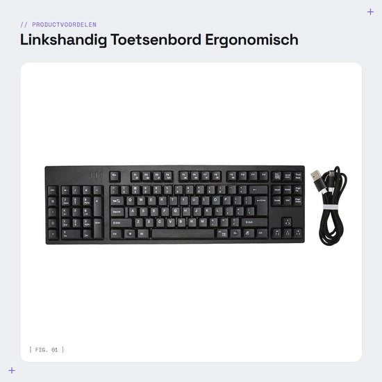 Tastiera Ergonomica a 109 Tasti - Adatta per Mano Sinistra - Plug and Play per Imprese - Ideale per Contabili