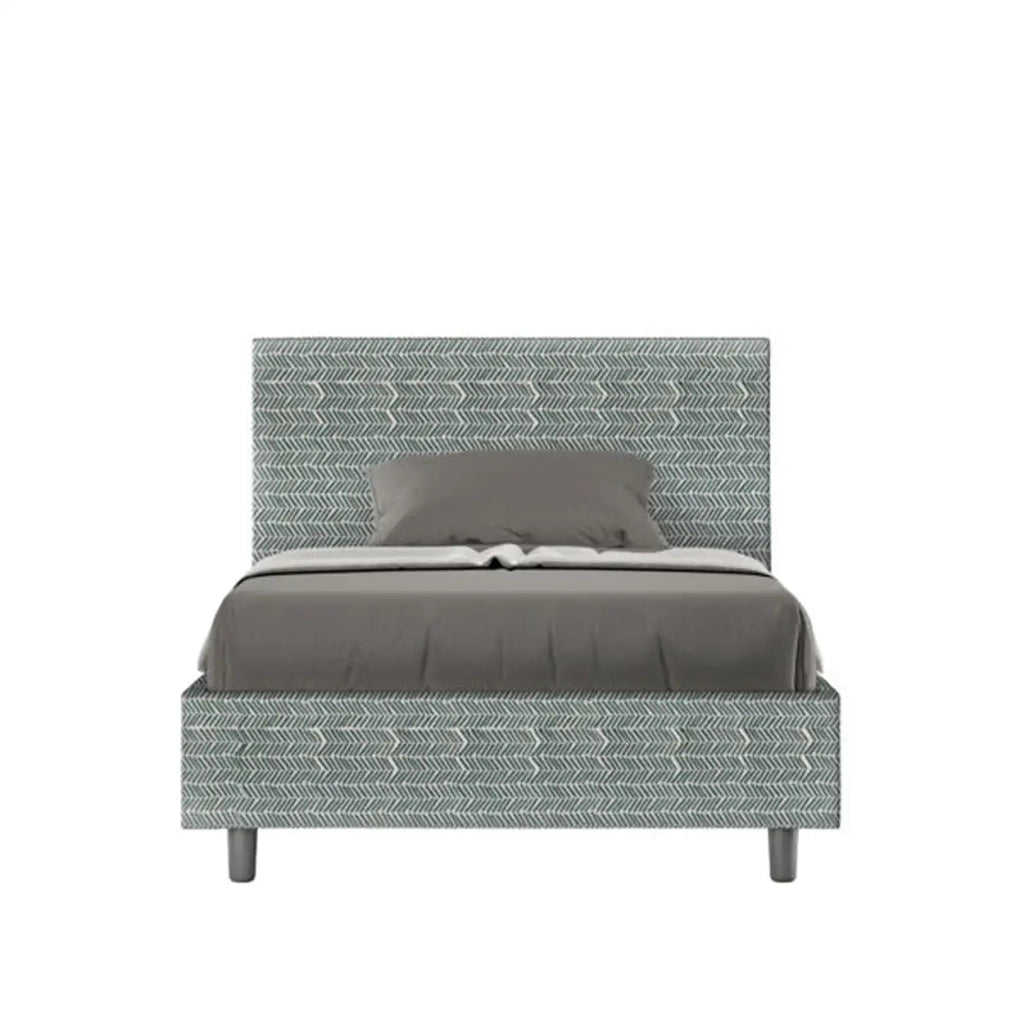 Letto una piazza e mezza contenitore imbottito 120x210 tessuto Aragona 7 azzurro Adele